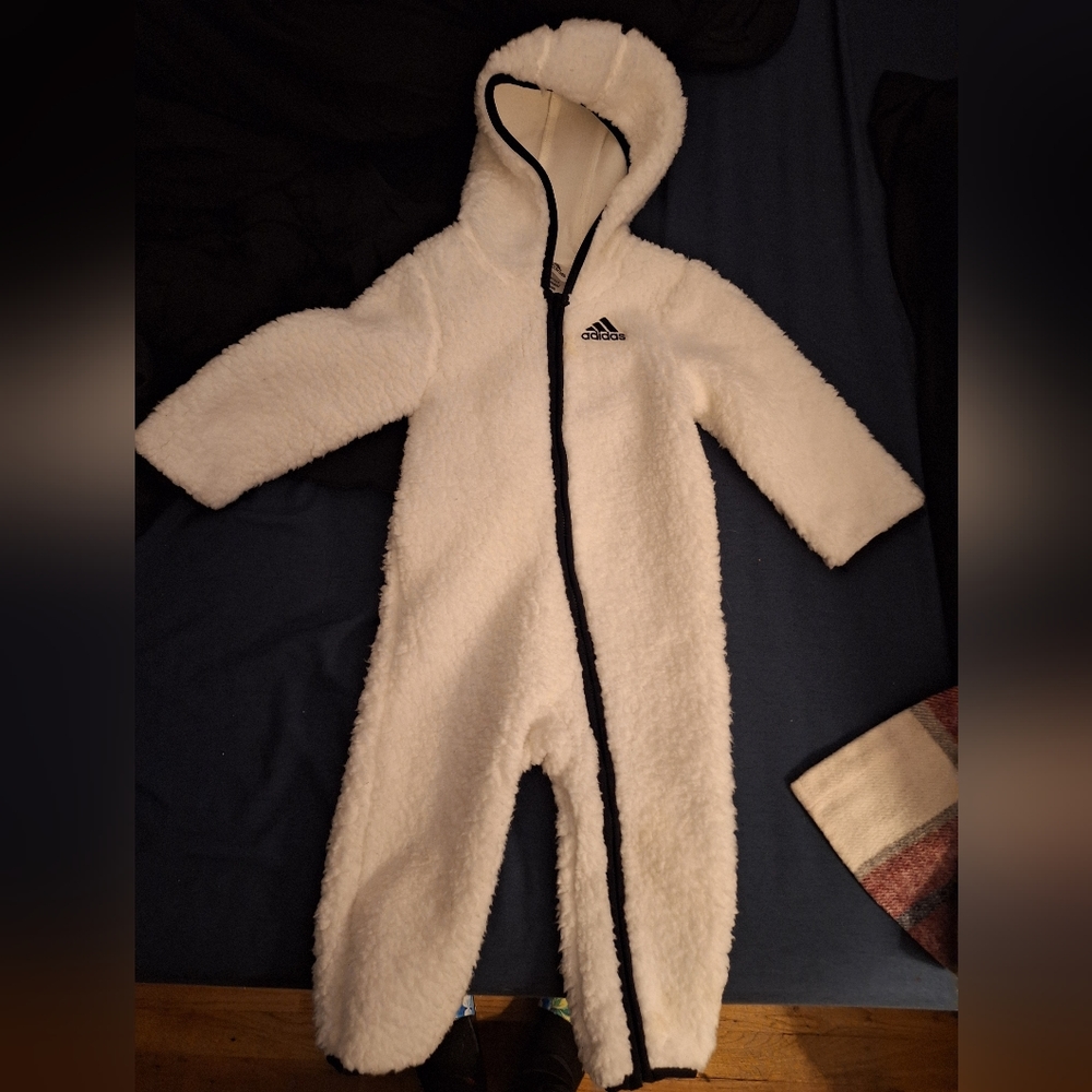 White adidas zipper up size 24 months
